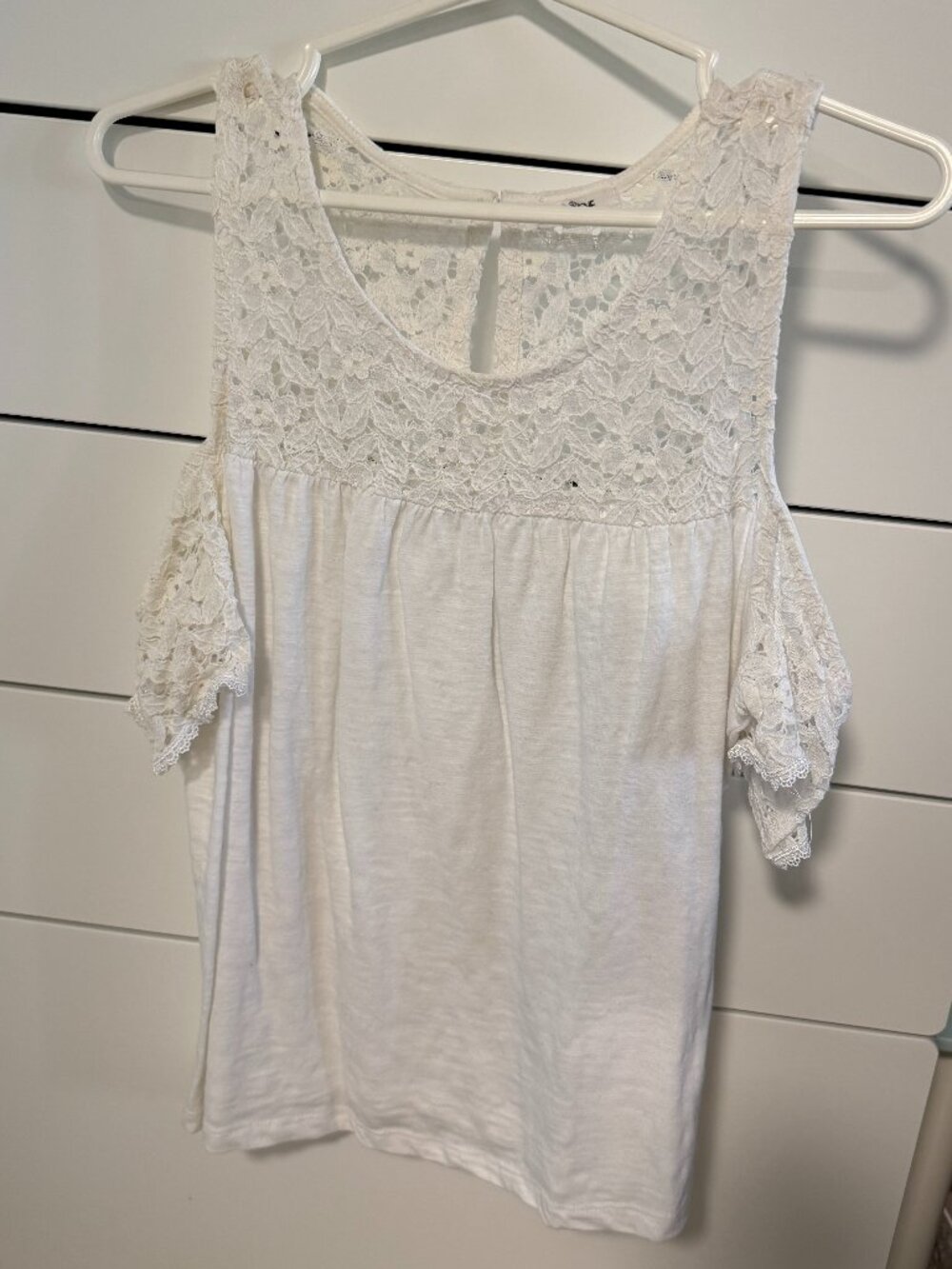 Trendy Cotton Lace White Tank